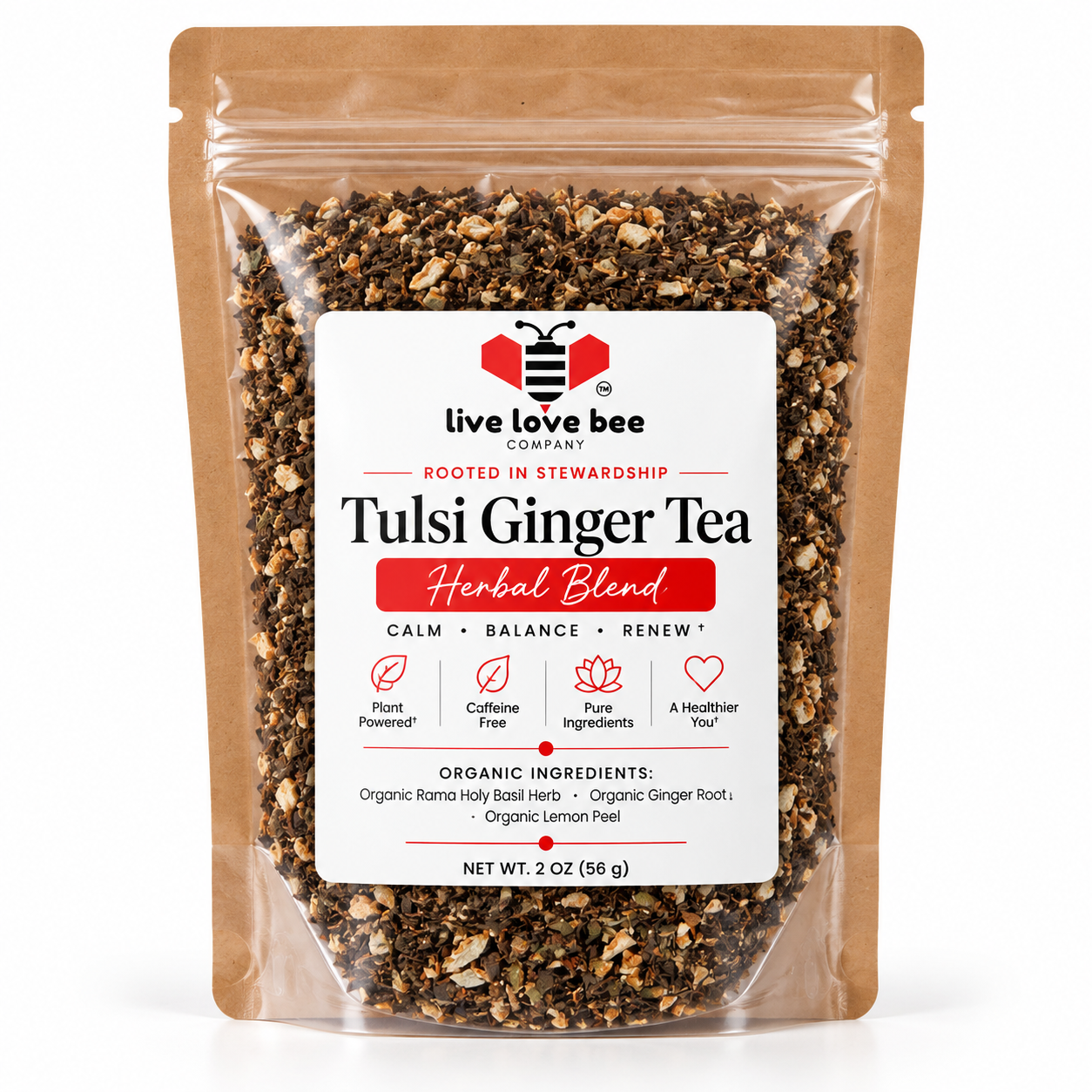 Organic Tulsi Ginger Tea | Caffeine Free Herbal Blend