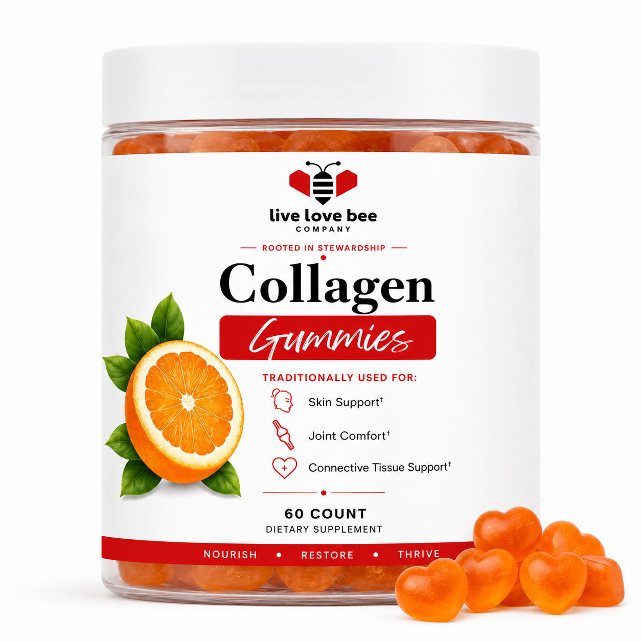 Collagen Glow Gummies | Citrus | 60 Heart Gummies